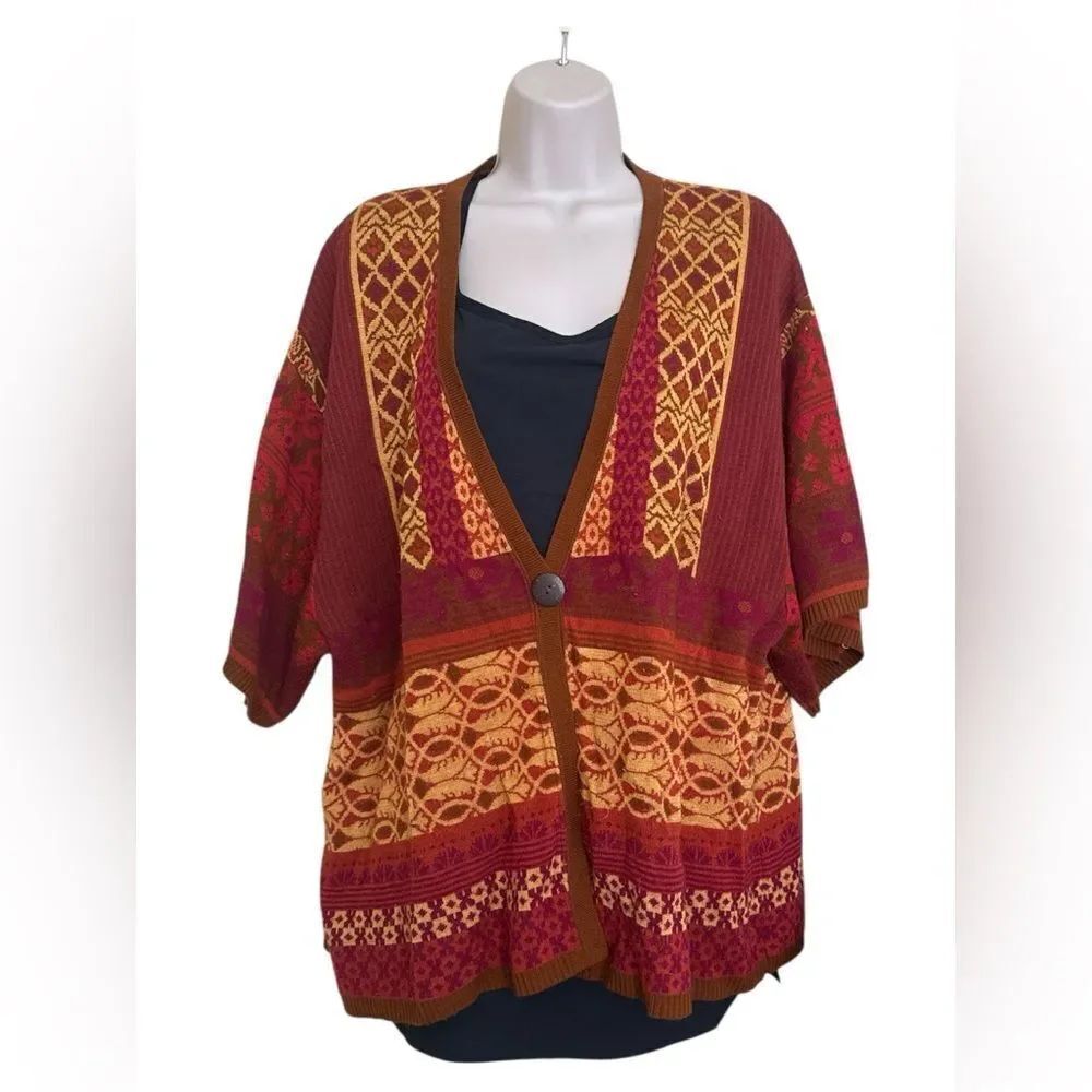 Coldwater Creek Burgundy and Gold Cardigan button Super Soft 3X
